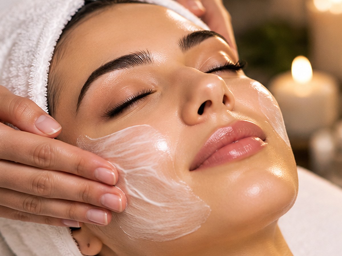 Relaxing facial skincare treatment